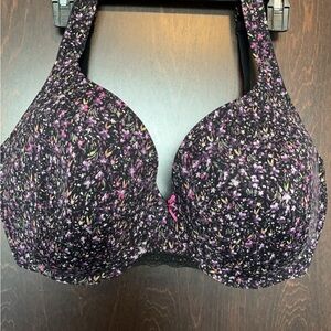 Floral Black and Purple Women's Bra